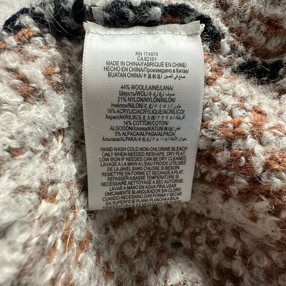 Women’s Cowl Neck Fringe Wool Alpaca Blend Combo Poncho Sweater M/L - Picture 8 of 9